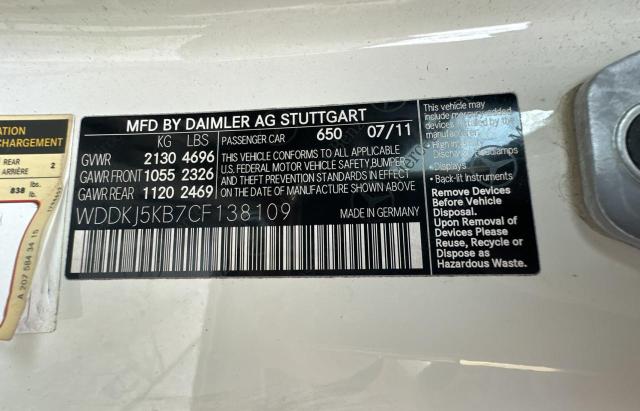 WDDKJ5KB7CF138109 - 2012 MERCEDES-BENZ E 350 WHITE photo 10