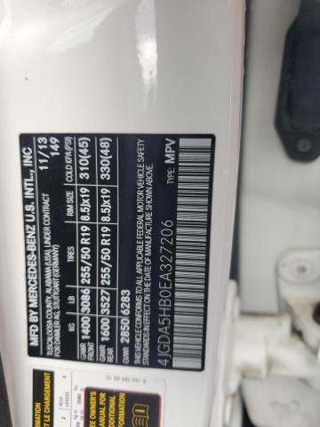 4JGDA5HB0EA327206 - 2014 MERCEDES-BENZ ML 350 4MATIC WHITE photo 13