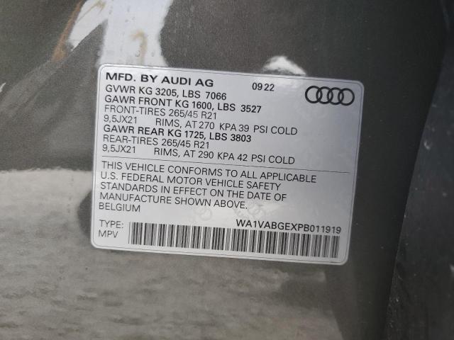 WA1VABGEXPB011919 - 2023 AUDI E-TRON CHRONOS GRAY photo 12