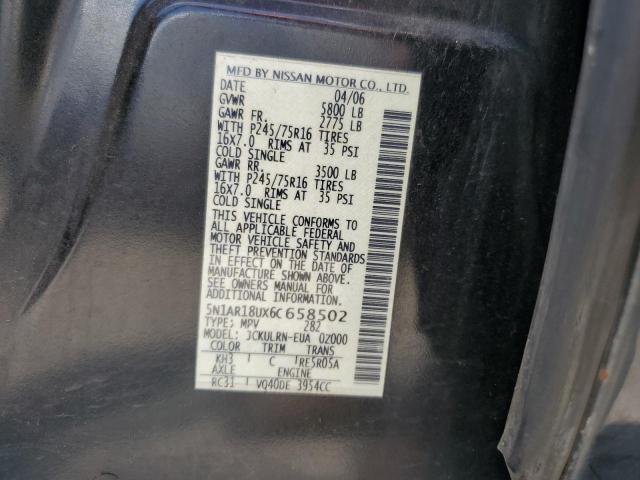 5N1AR18UX6C658502 - 2006 NISSAN PATHFINDER LE 黑色 照片 13
