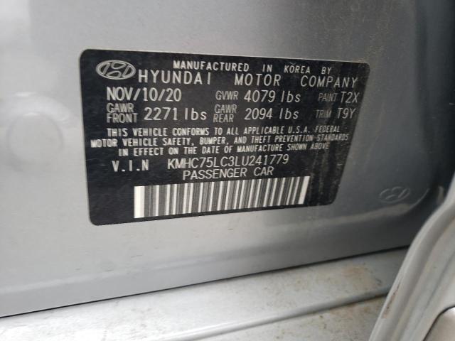 KMHC75LC3LU241779 - 2020 HYUNDAI IONIQ SE SILVER photo 12