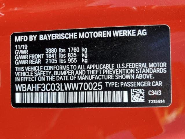 WBAHF3C03LWW70025 - 2020 BMW Z4 SDRIVE30I RED photo 12