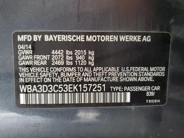 WBA3D3C53EK157251 - 2014 BMW 328 D GRAY photo 12