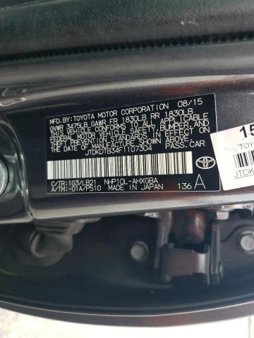 JTDKDTB34F1107304 - 2015 TOYOTA PRIUS C GRAY photo 12