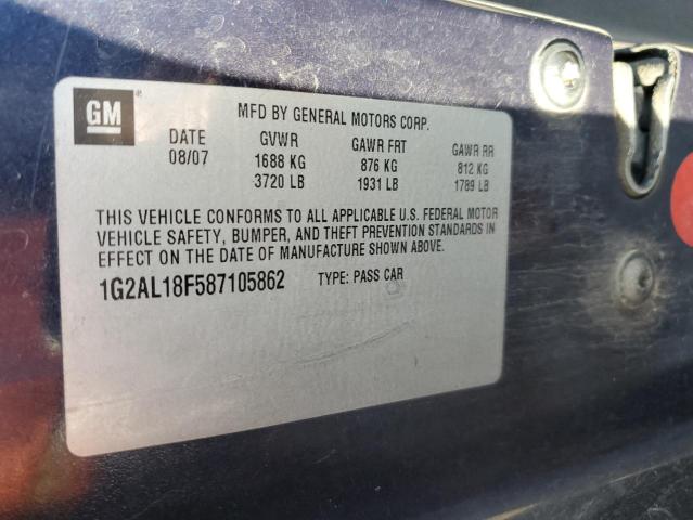 1G2AL18F587105862 - 2008 PONTIAC G5 Bleu photo 13