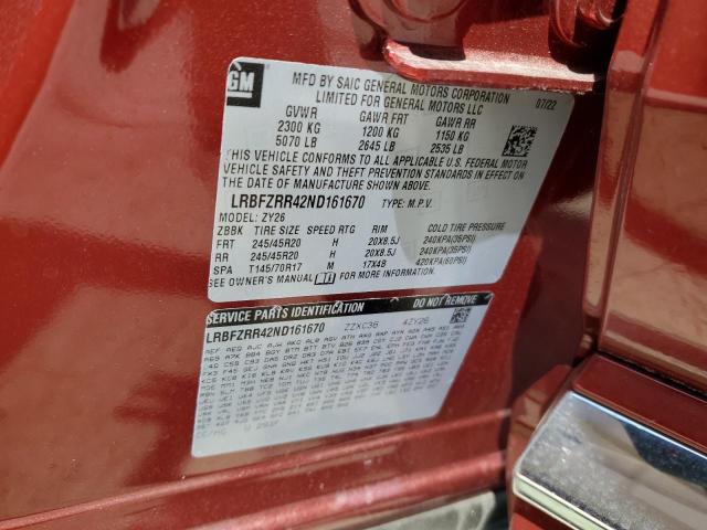 LRBFZRR42ND161670 - 2022 BUICK ENVISION AVENIR RED photo 12