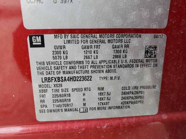 LRBFXBSA4HD223622 - 2017 BUICK ENVISION ESSENCE Bordo foto 13