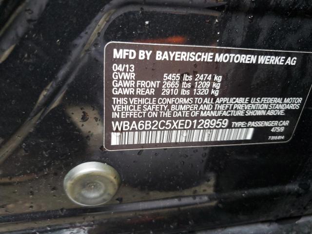 WBA6B2C5XED128959 - 2014 BMW 650 I GRAN COUPE BLACK photo 12