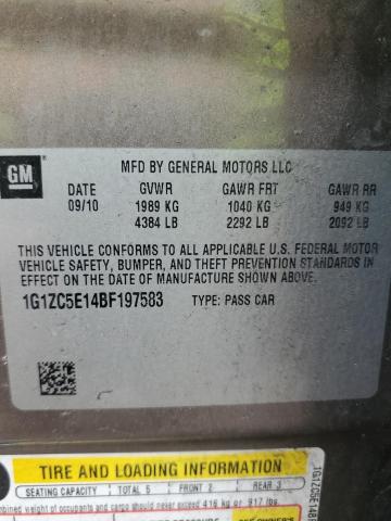 1G1ZC5E14BF197583 - 2011 CHEVROLET MALIBU 1LT TAN photo 12