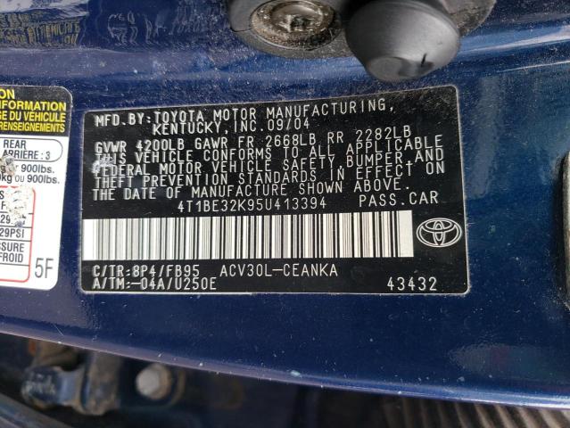 4T1BE32K95U413394 - 2005 TOYOTA CAMRY LE BLUE photo 12