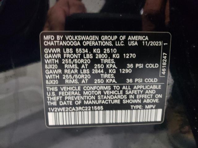 1V2WE2CA3RC221565 - 2024 VOLKSWAGEN ATLAS CROS SE Чорний фото 13