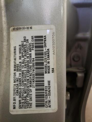 2T1KR32E74C208784 - 2004 TOYOTA MATRIX XR SILVER photo 14