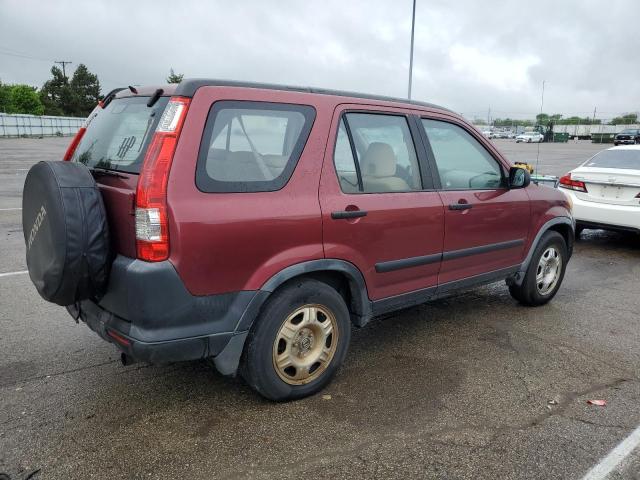 JHLRD68516C002154 - 2006 HONDA CR-V LX RED photo 3