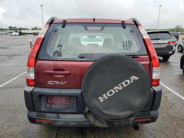 JHLRD68516C002154 - 2006 HONDA CR-V LX RED photo 6