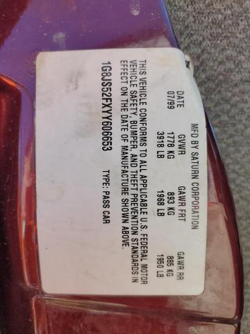 1G8JS52FXYY606653 - 2000 SATURN LS Bordeaux Foto 13