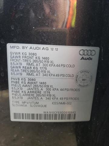 WA1VGCFE0DD010543 - 2013 AUDI Q7 PREMIUM PRESTIGE GRAY photo 13