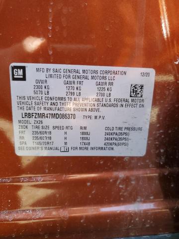 LRBFZMR47MD086370 - 2021 BUICK ENVISION PREFERRED ORANGE photo 13