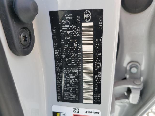 4T1T11AK4RU210487 - 2024 TOYOTA CAMRY SE NIGHT SHADE WHITE photo 12