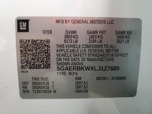 5GAERBKWXLJ127685 - 2020 BUICK ENCLAVE ESSENCE თეთრი ფოტო 13