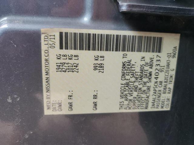 1N4AL2AP5CN402337 - 2012 NISSAN ALTIMA BASE BLUE photo 12