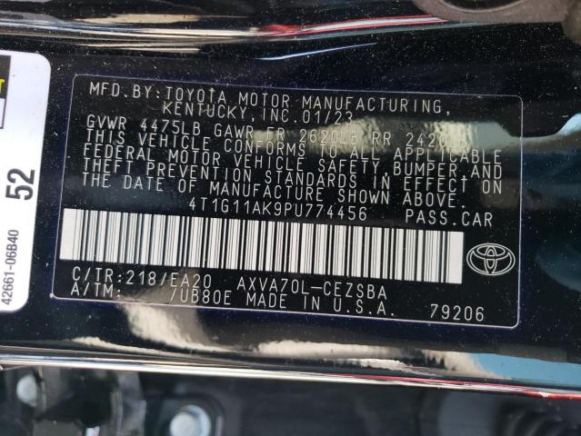 4T1G11AK9PU774456 - 2023 TOYOTA CAMRY SE NIGHT SHADE BLACK photo 12