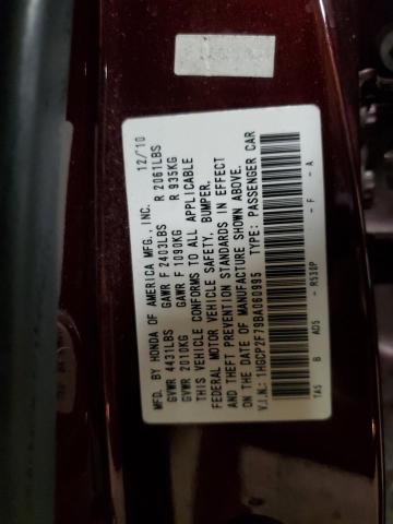 1HGCP2F79BA060995 - 2011 HONDA ACCORD EX BURGUNDY photo 12