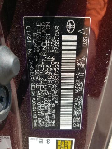 JTKJF5C7XB3017228 - 2011 TOYOTA SCION TC 勃艮第红 照片 12