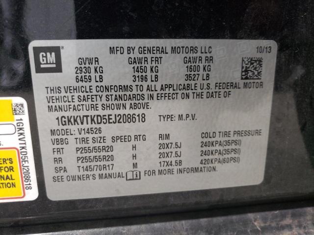 1GKKVTKD5EJ208618 - 2014 GMC ACADIA DENALI BLACK photo 14