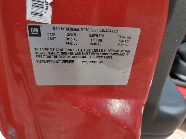 2G2WP552071209495 - 2007 PONTIAC GRAND PRIX 红色 照片 12