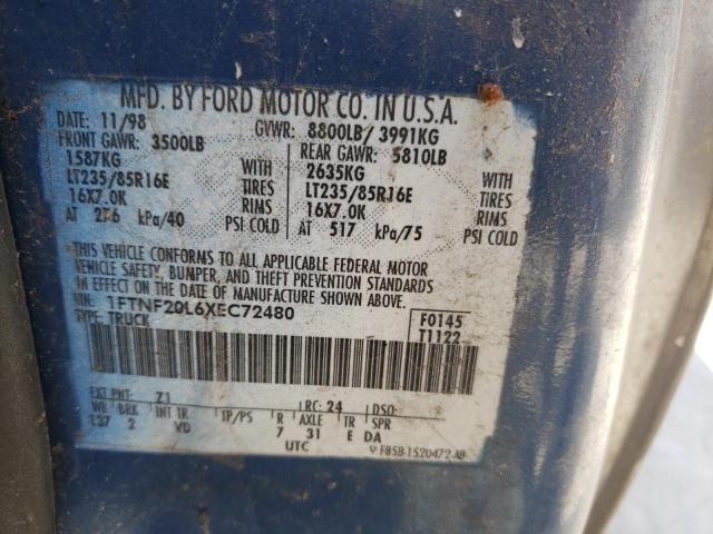 1FTNF20L6XEC72480 - 1999 FORD F250 SUPER DUTY GRAY photo 12