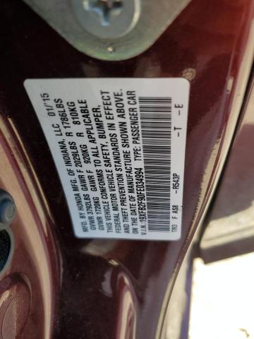 19XFB2F90FE034994 - 2015 HONDA CIVIC EXL MAROON photo 12