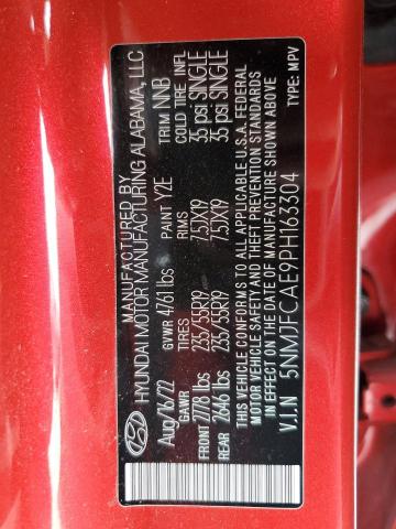 5NMJFCAE9PH163304 - 2023 HYUNDAI TUCSON SEL RED photo 13