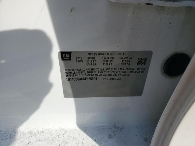 1G11C5SA5GF135604 - 2016 CHEVROLET MALIBU LIM LT 白色 照片 12