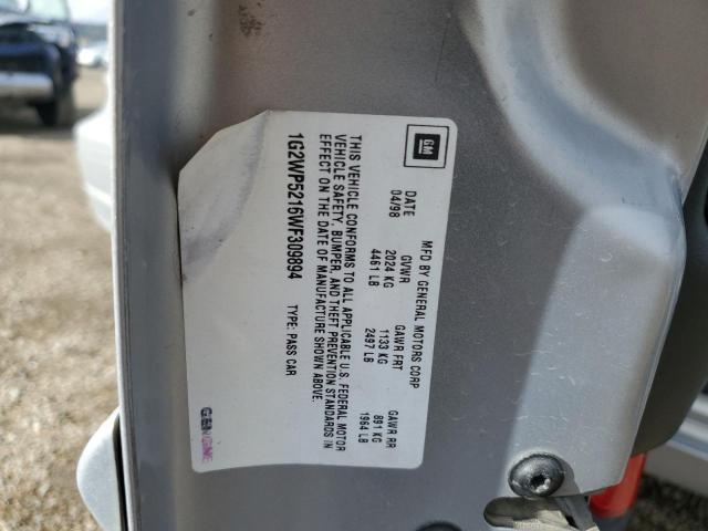 1G2WP5216WF309894 - 1998 PONTIAC GRAND PRIX GTP SILVER photo 13