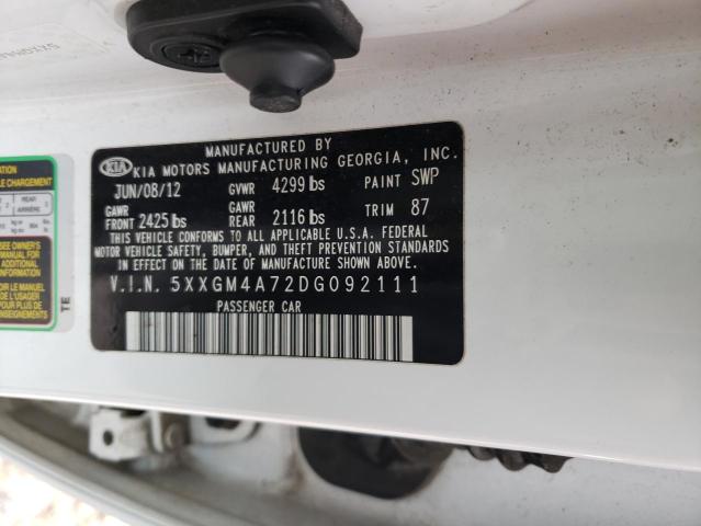 5XXGM4A72DG092111 - 2013 KIA OPTIMA LX WHITE photo 12