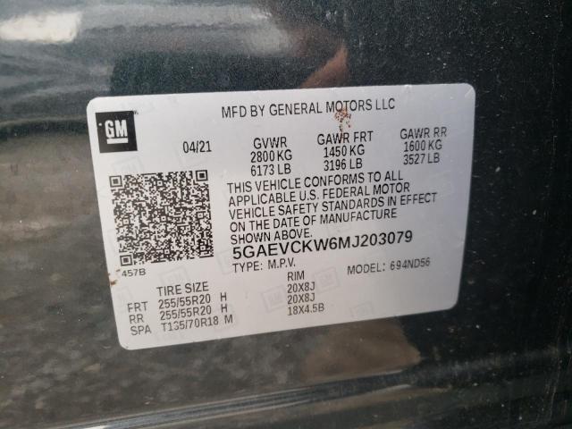 5GAEVCKW6MJ203079 - 2021 BUICK ENCLAVE AVENIR შავი ფოტო 13