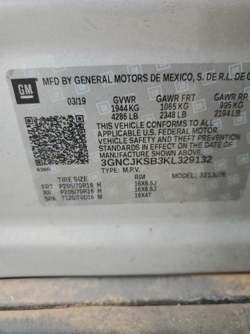 3GNCJKSB3KL329132 - 2019 CHEVROLET TRAX LS SILVER photo 12