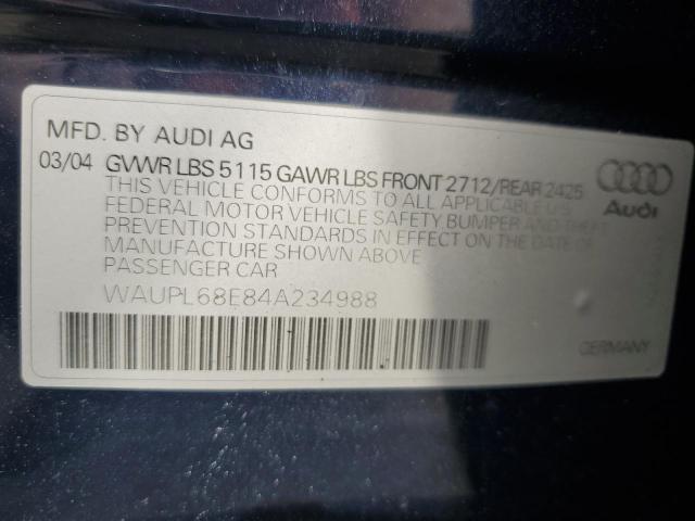 WAUPL68E84A234988 - 2004 AUDI S4 BLUE photo 12