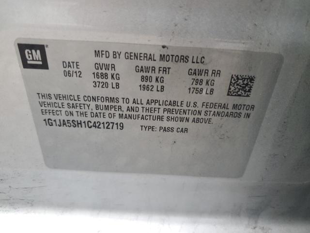 1G1JA5SH1C4212719 - 2012 CHEVROLET SONIC LS 银色 照片 12