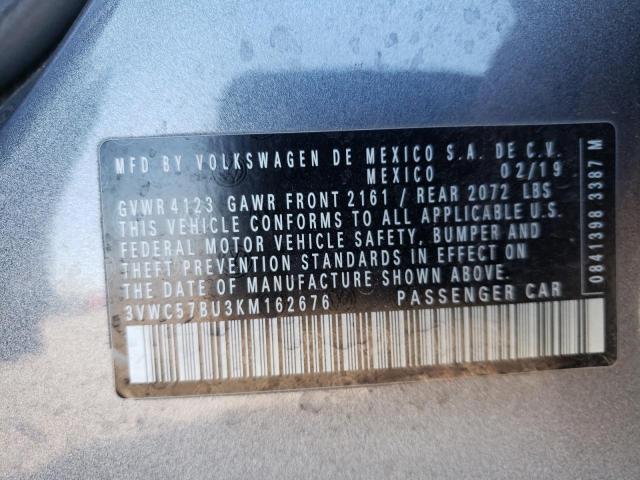 3VWC57BU3KM162676 - 2019 VOLKSWAGEN JETTA S Grau Foto 12