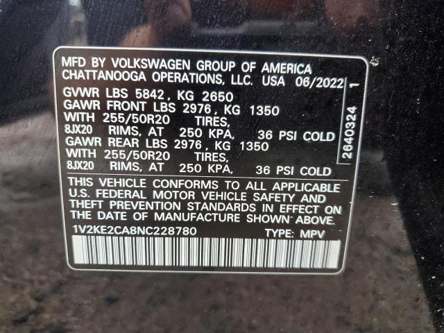 1V2KE2CA8NC228780 - 2022 VOLKSWAGEN ATLAS CROS SE BLACK photo 14