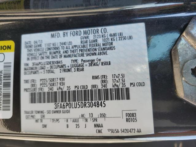 3FA6P0LU5DR304845 - 2013 FORD FUSION SE HYBRID BLACK photo 12