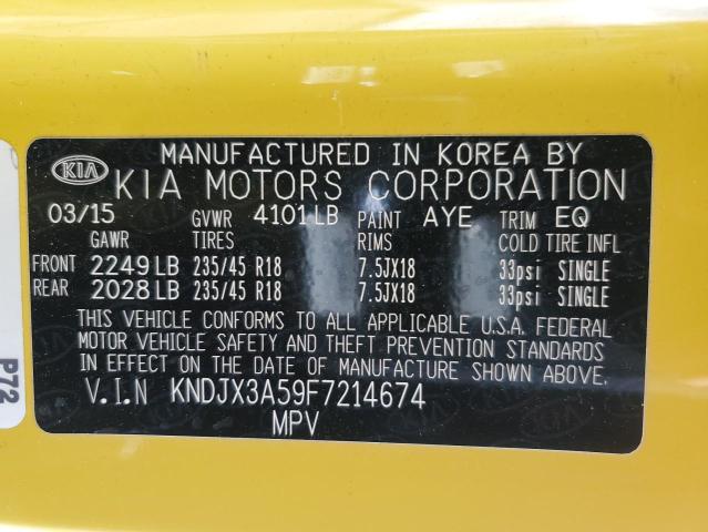 KNDJX3A59F7214674 - 2015 KIA SOUL ! YELLOW photo 12