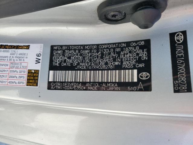 JTKDE167X90282781 - 2009 TOYOTA SCION TC ვერცხლისფერი ფოტო 12