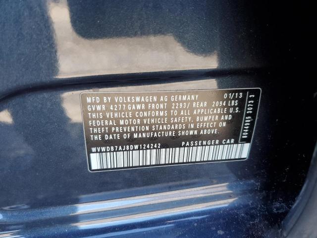 WVWDB7AJ8DW124242 - 2013 VOLKSWAGEN GOLF BLUE photo 12