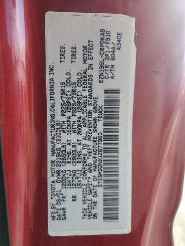 5TESM92NX1Z877963 - 2001 TOYOTA TACOMA XTRACAB PRERUNNER წითელი ფოტო 12