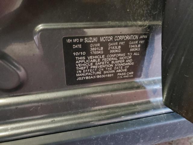 JS2YB5A37B6301891 - 2011 SUZUKI SX4 GRAY photo 12