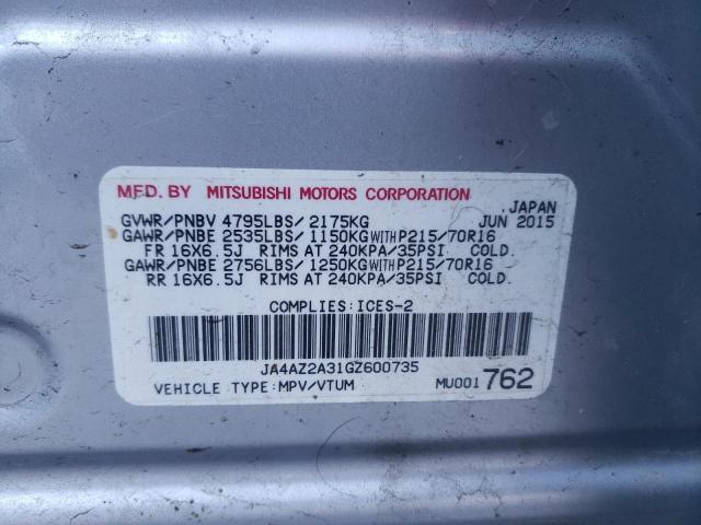 JA4AZ2A31GZ600735 - 2016 MITSUBISHI OUTLANDER ES SILVER photo 13