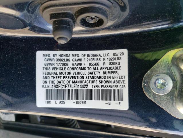 19XFC1F77LE014422 - 2020 HONDA CIVIC EXL BLUE photo 13