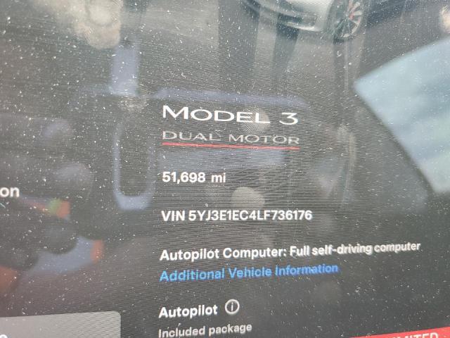 5YJ3E1EC4LF736176 - 2020 TESLA MODEL 3 GRAY photo 9